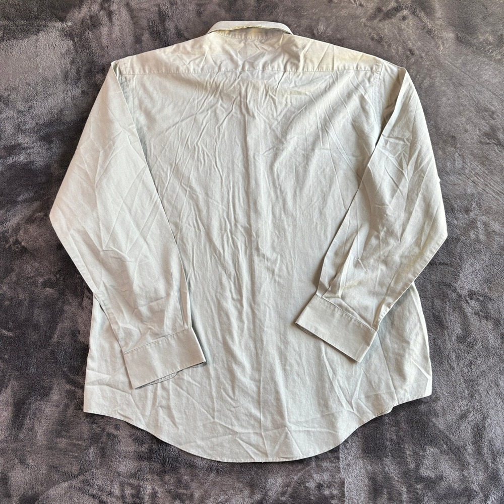 Pierre Cardin Mens Light Sage Dress Shirt Size 17 34/35 Long Sleeve Button Down - Picture 2 of 8